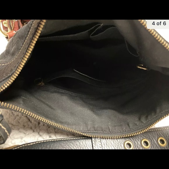 Coach Signature Black Leather & Canvas Handbag - Picture 5 of 6